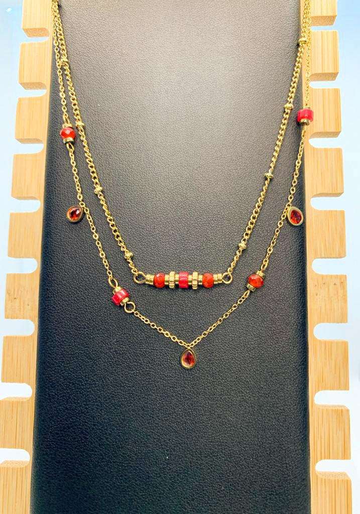 Collier Kate : perle rouge ND